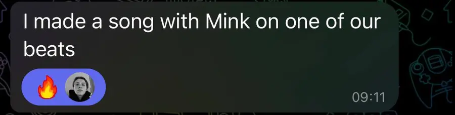 Сообщение: собеседник записал песню с Mink на один из общих битов.